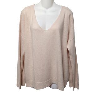 CUPCAKES & CASHMERE 100% Cashmere Soft Pink V-Neck Sweater L